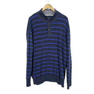 Vintage Nautica Blue Striped Men's Sweater Size XXL Cotton Preppy Work Classic